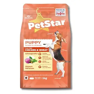 Mankind Puppy Dry Dog Food (High Protein) Chicken & Wheat Flavor, 1kg | Improves Muscle & Strength, Supports Immunity, Protects Liver & Kidney | Puppy Dog Food
